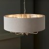 Lampa wisząca abażurowa lniana okrągła chromowana minimalistyczna klasyczna HIGHCLERE 99152 ENDON 